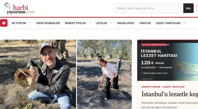 Harbiyiyorum 2.0 ana sayfasında NovaVera hasadından fotoğrafımız ve İstanbul Lezzet Haritası