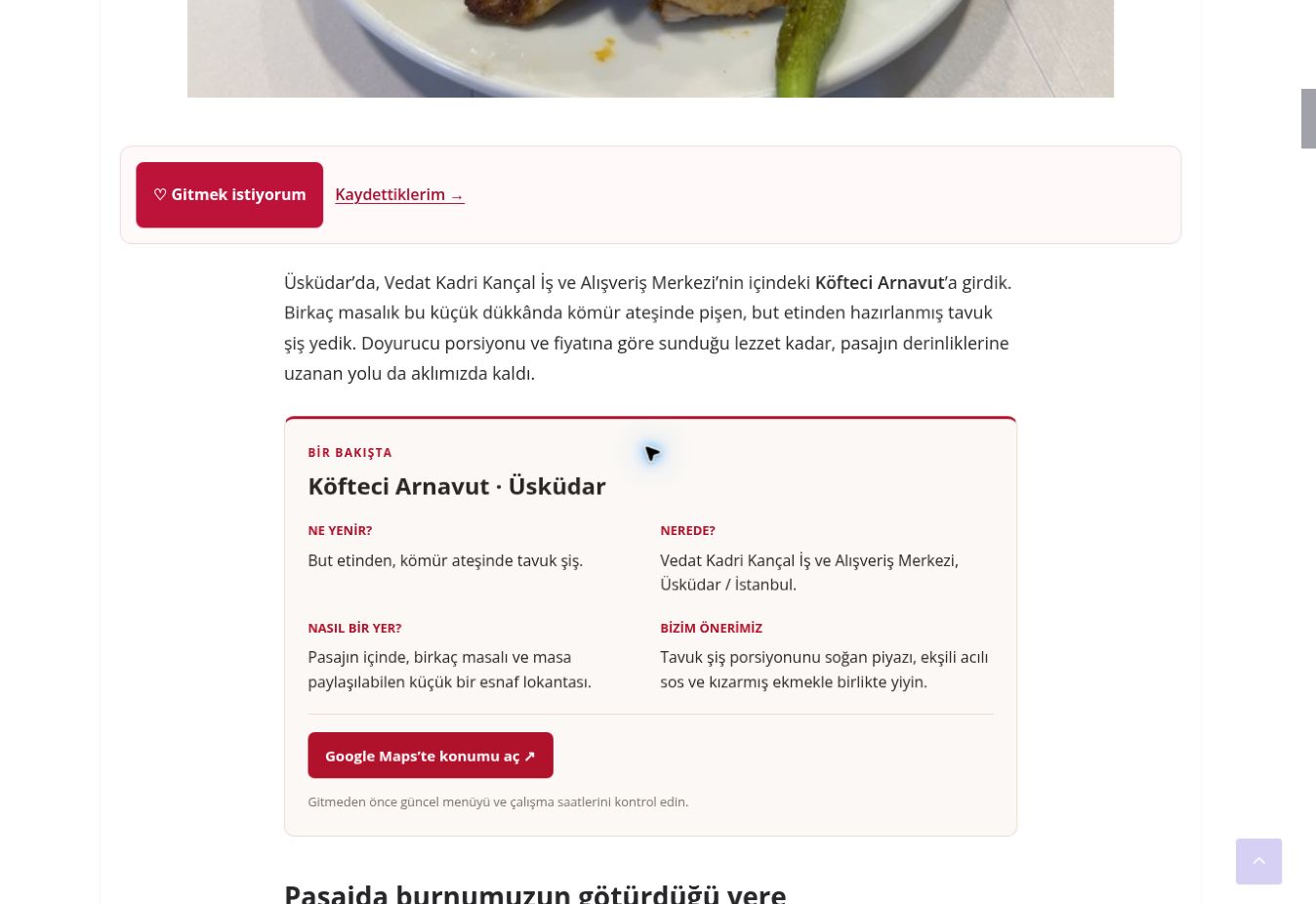Köfteci Arnavut yazısında ne yenir, nerede, nasıl bir yer ve önerimiz alanlarını gösteren Bir Bakışta kutusu